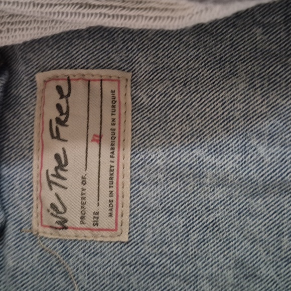 Free People Blue Denim Jacket with Gray Hood - Picture 2 of 16